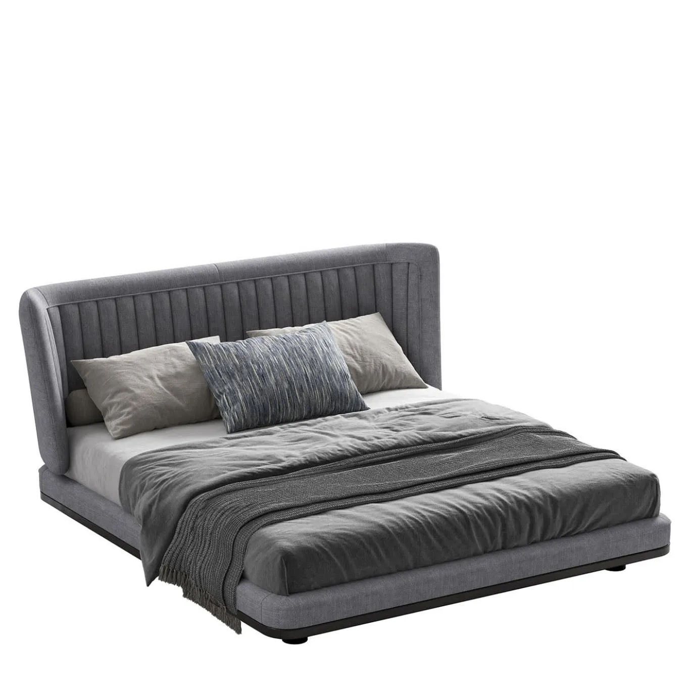 letto in tessuto grigio