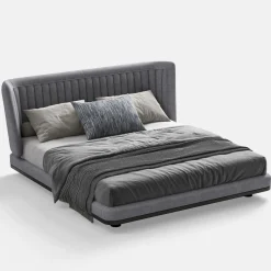letto in tessuto grigio