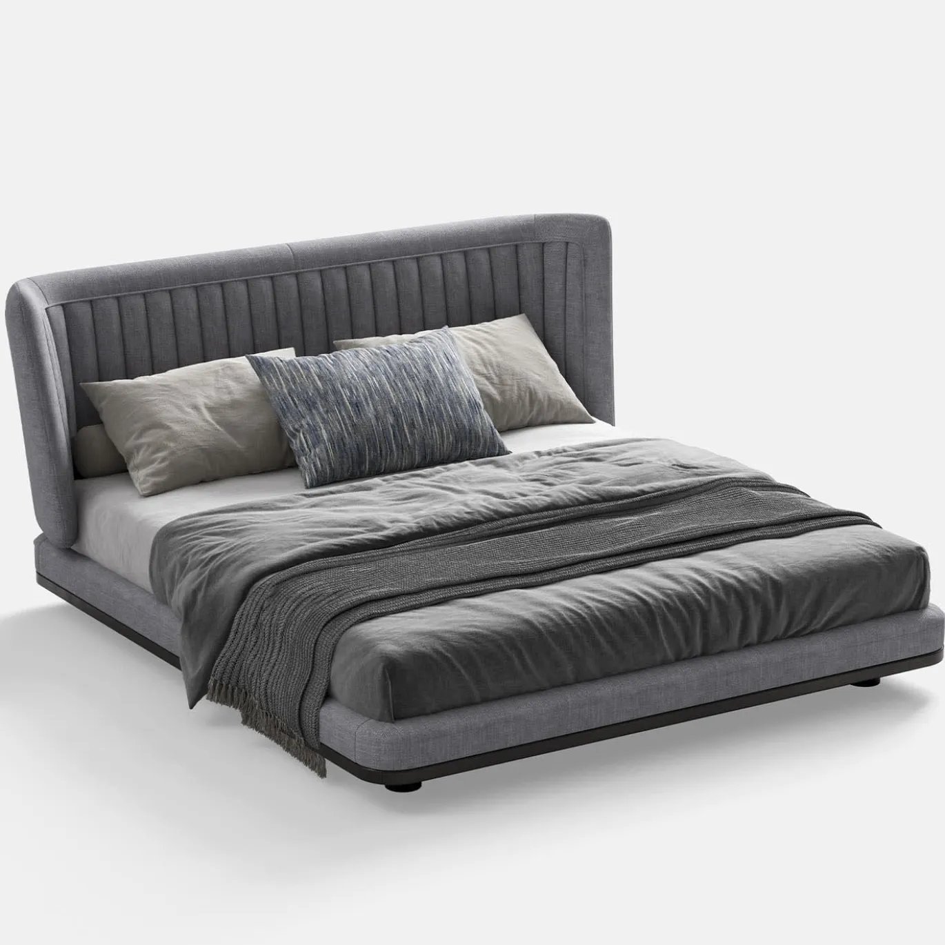 letto in tessuto grigio