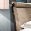 Letto in velluto di cotone e nabuk beige
