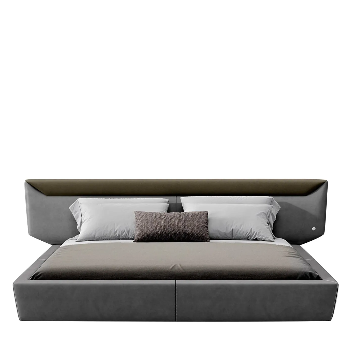 Letto in velluto grigio Libra con base in nichel