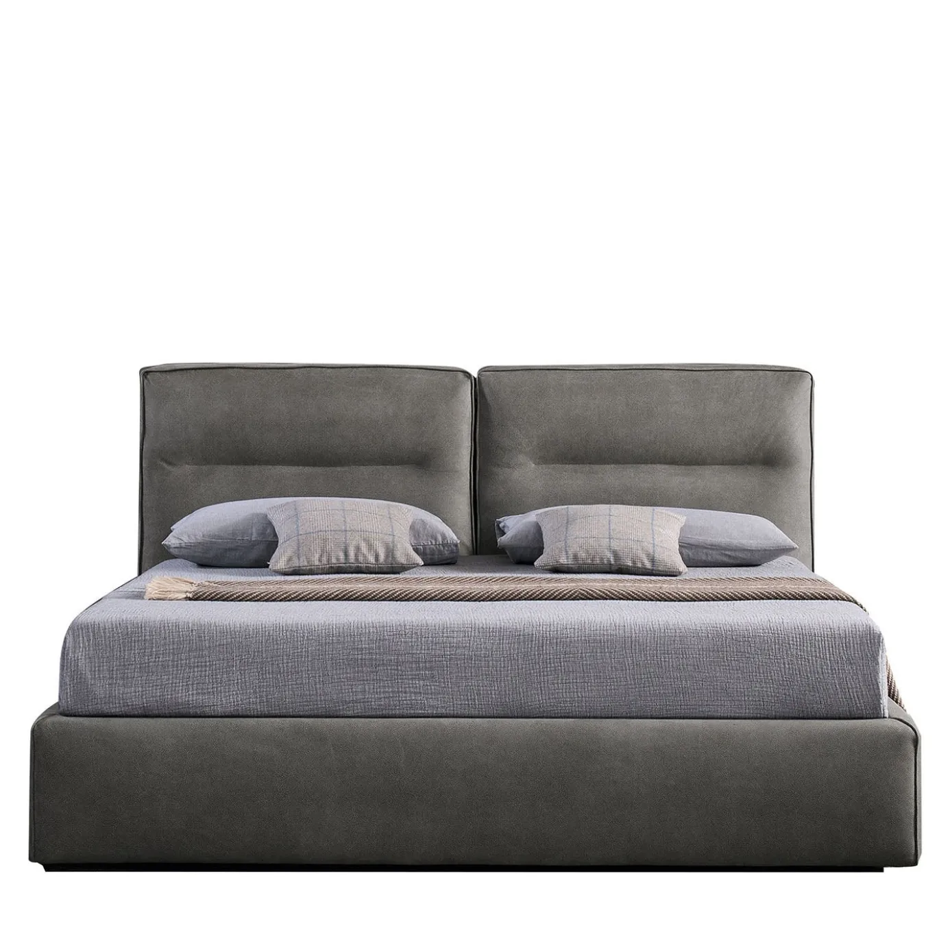 Letto King-Size Dallas Grigio in Pelle