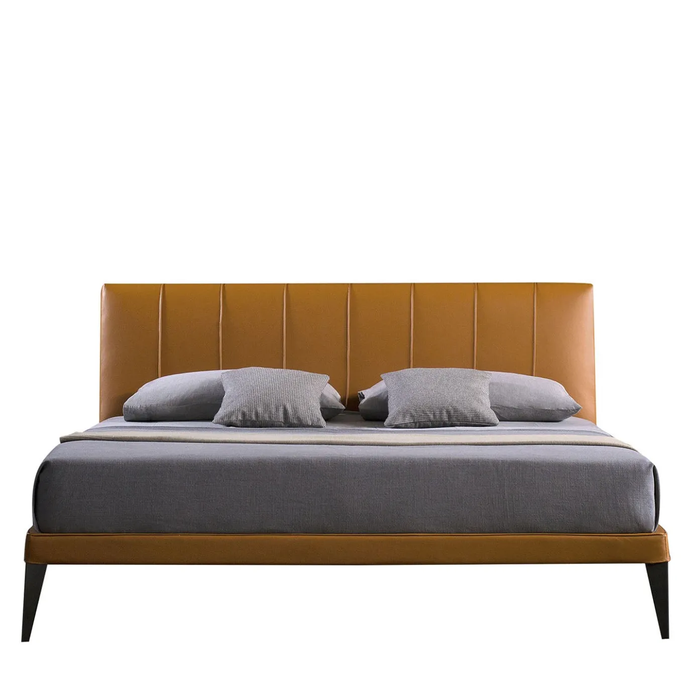 Letto King-Size Megan Arancione con Testiera Cordonata