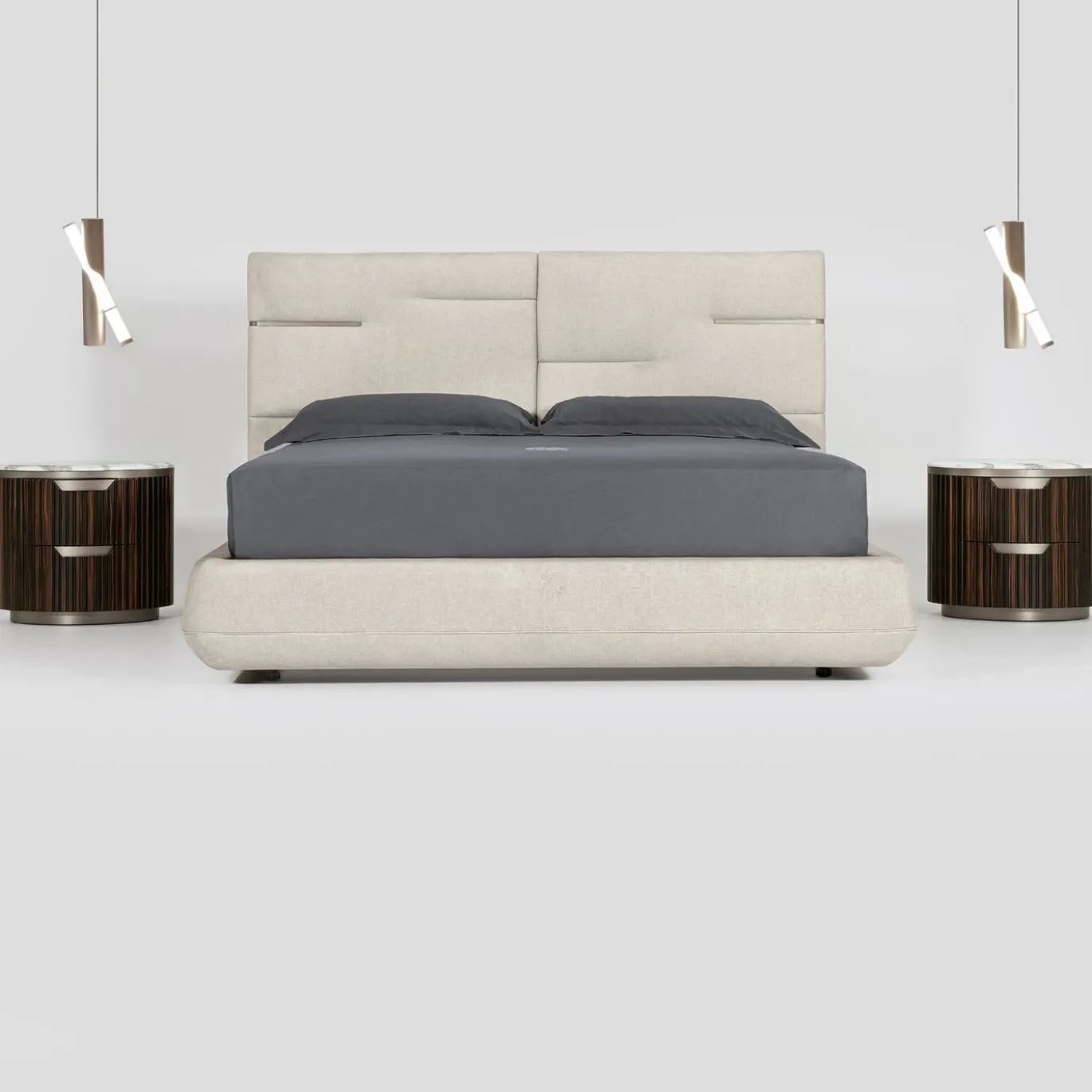 Letto Luxor con testiera trapuntata Beige