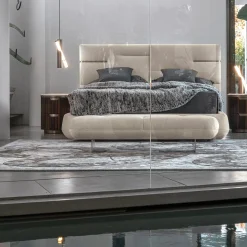 Letto Luxor con testiera trapuntata Beige