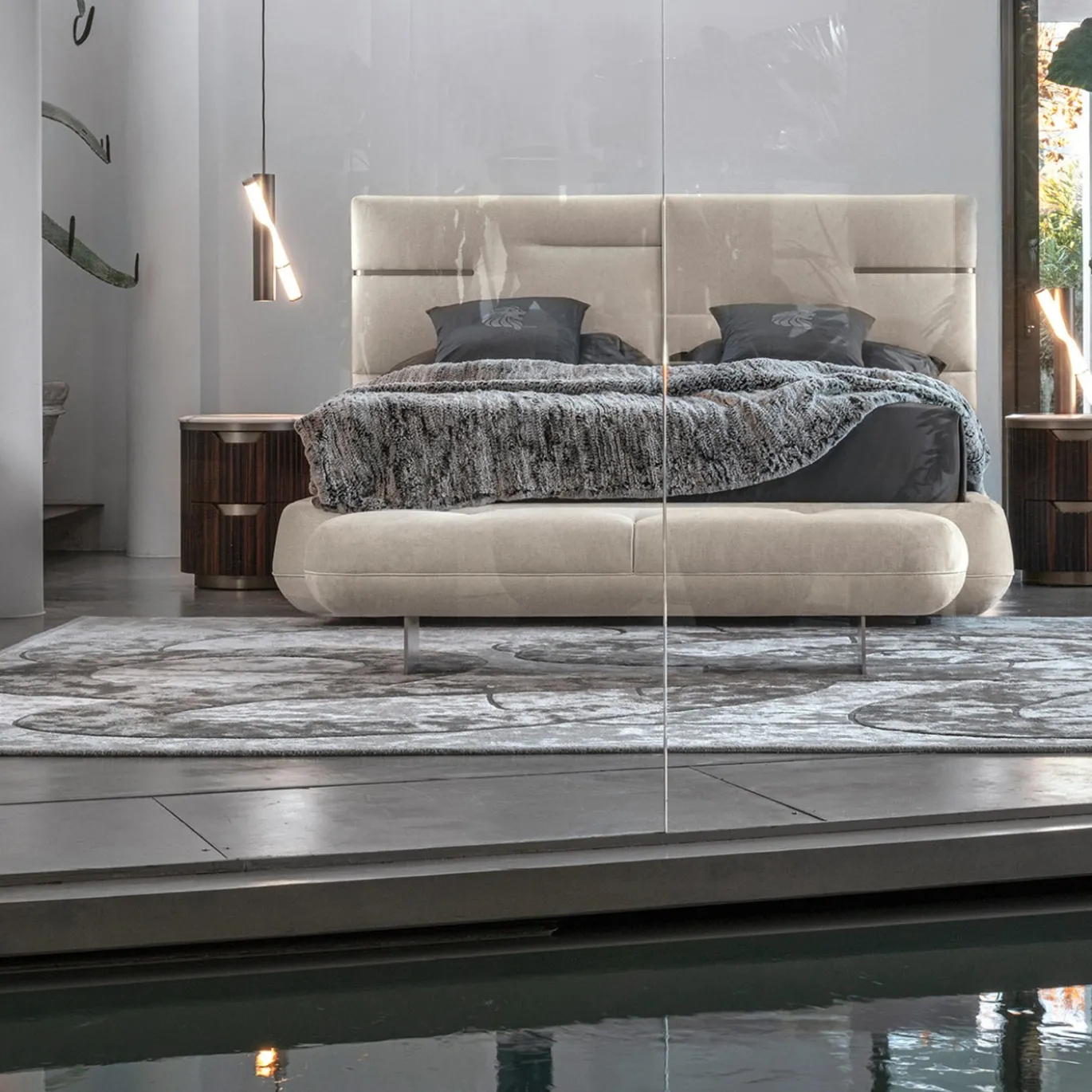 Letto Luxor con testiera trapuntata Beige