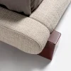 Letto Maki Rivestito in tessuto Tread con base in legno laccato rosso amarone