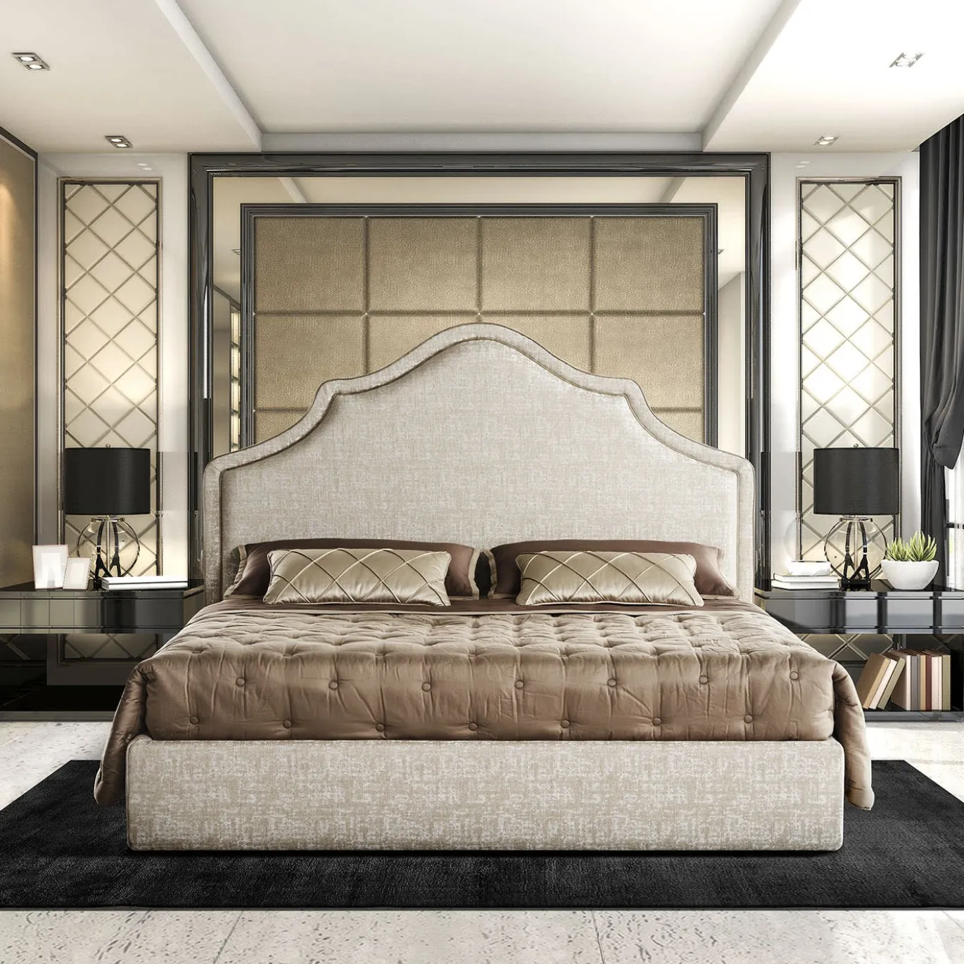 Letto matrimoniale Alan Melange Taupe