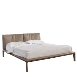 Letto matrimoniale Join Taupe-Leather di Giuseppe Bavuso