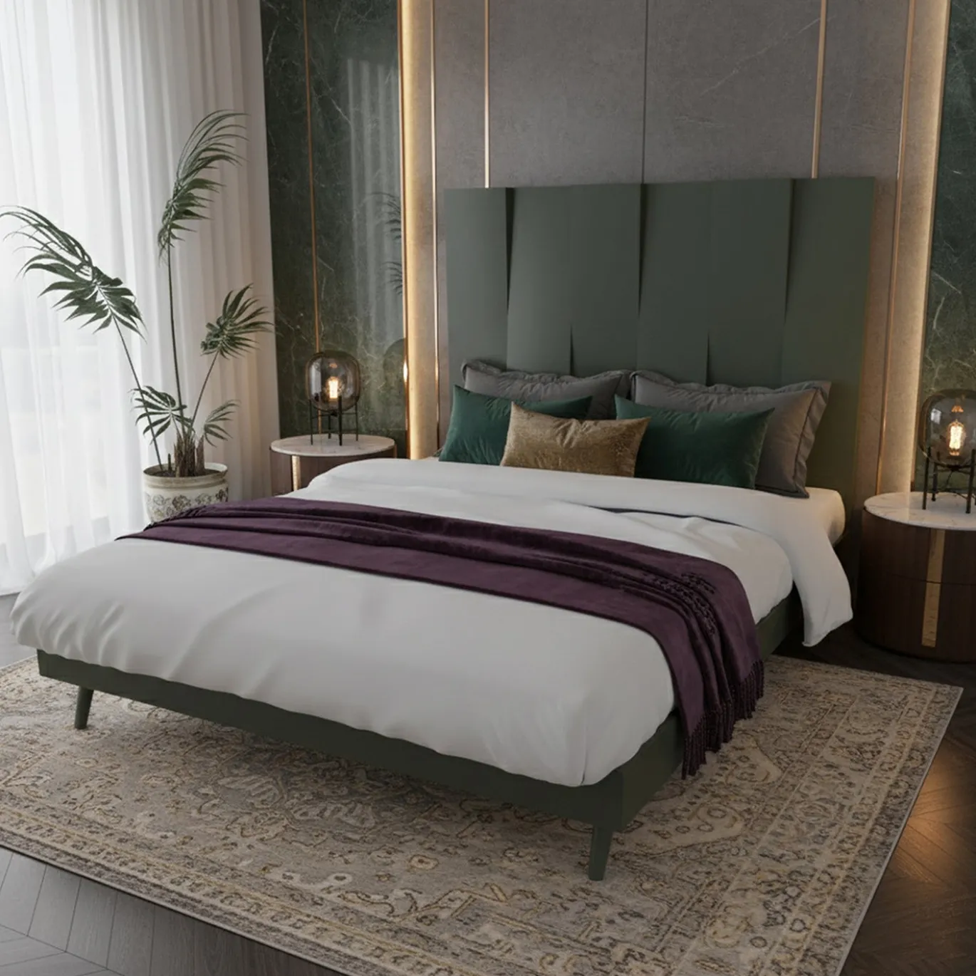 Letto Minimalista V Alto in Legno Verde