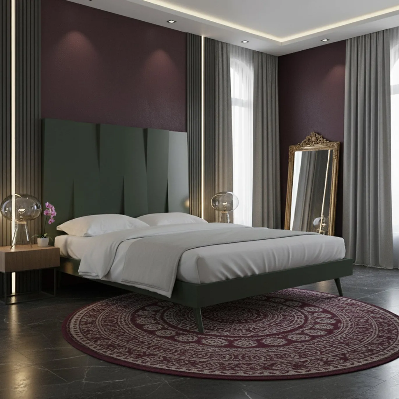 Letto Minimalista V Alto in Legno Verde
