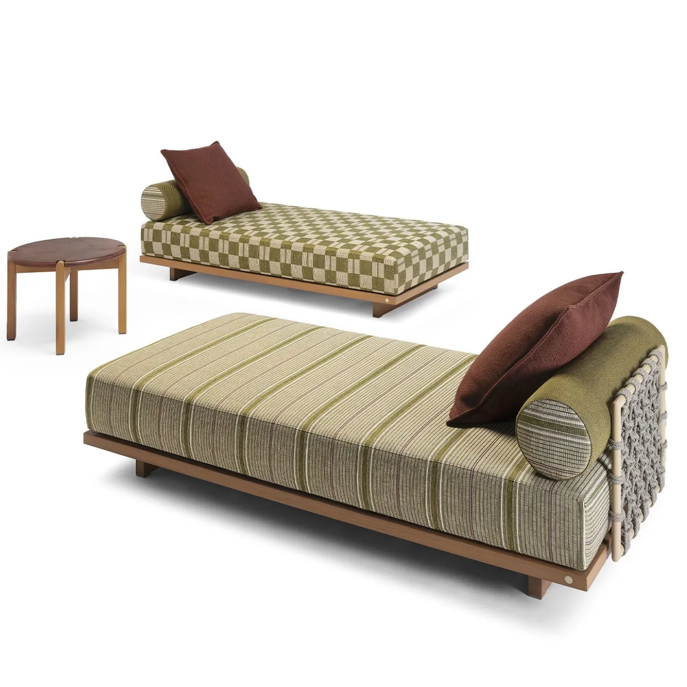 Letto prendisole da esterno Emir 189 a righe color oliva
