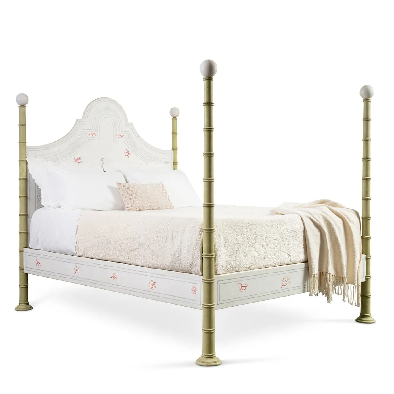 Letto Roma Bamboo con motivi corallo