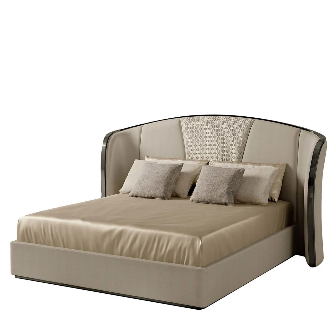 Letto Romantic con dettagli in pelle bianca