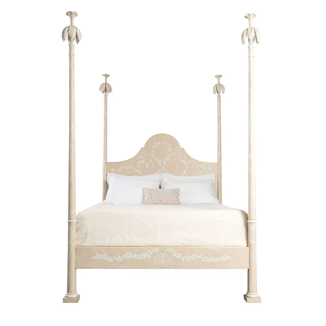 Letto Roma Tortora Chiaro con Decorazioni Dipinte a Mano