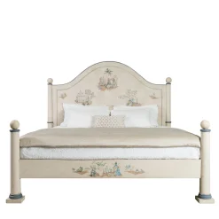 Letto Sansovino avorio con motivo Chinoiserie