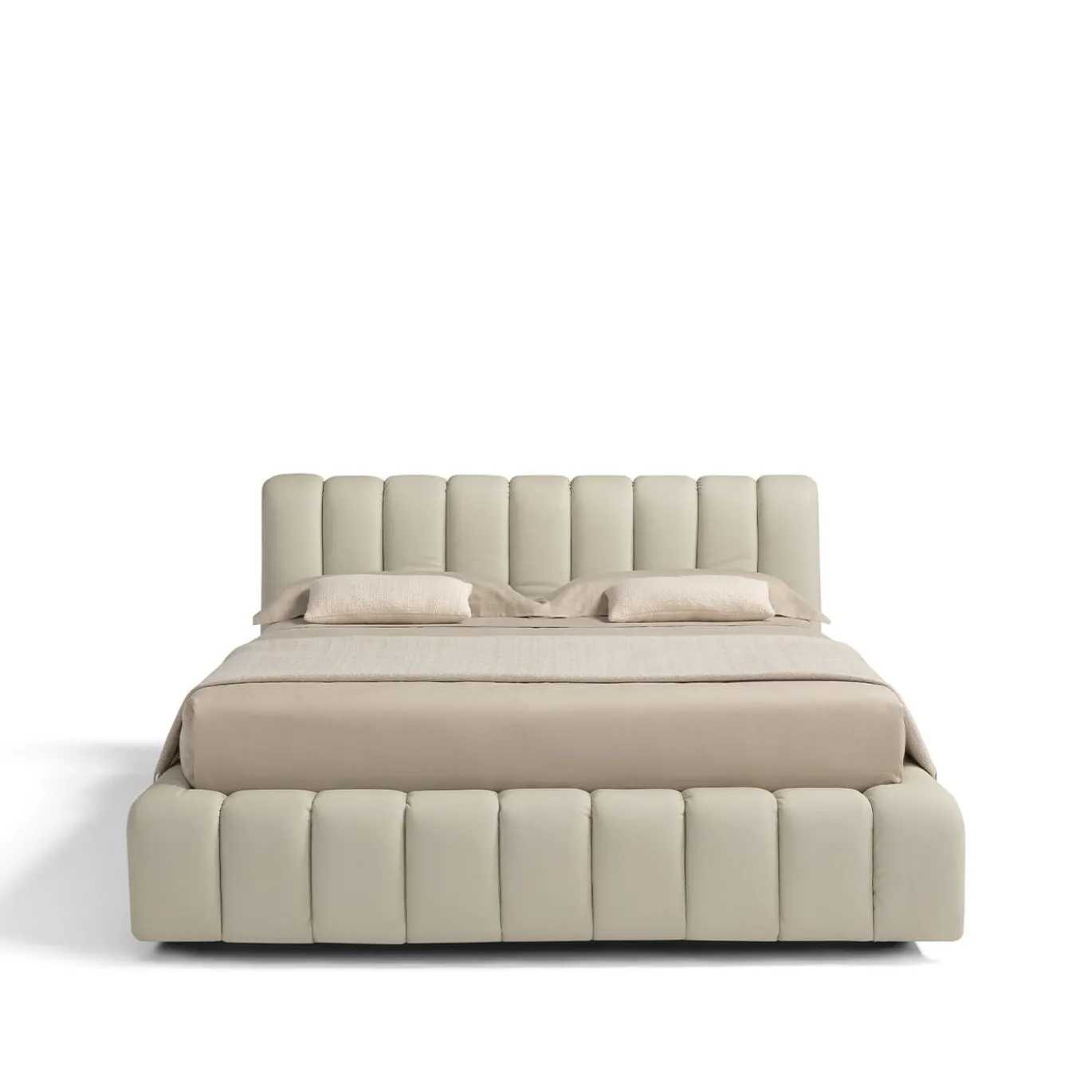Letto Scervino 1909 in pelle bianca con contenitore