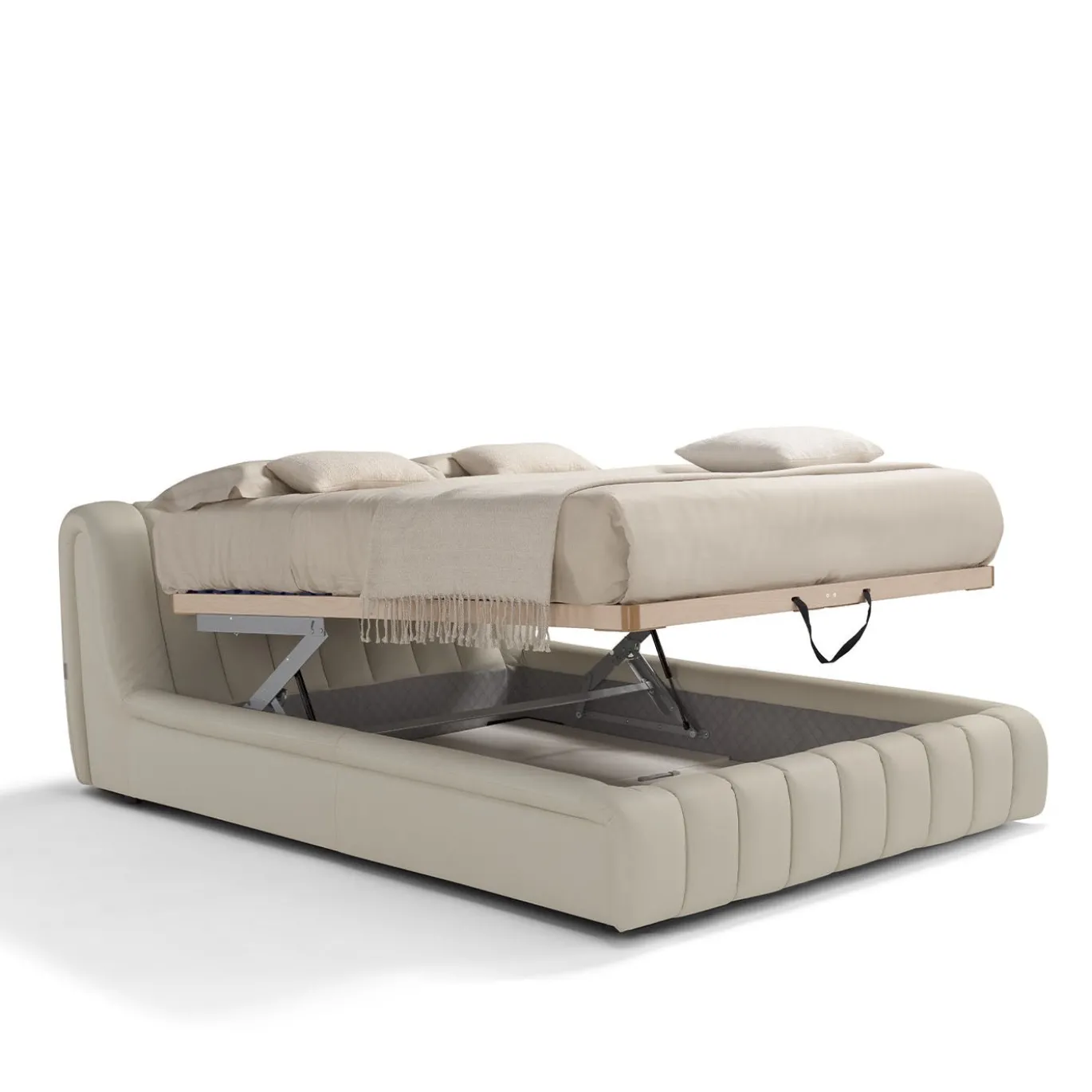 Letto Scervino 1909 in pelle bianca con contenitore