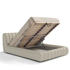 Letto Scervino 1909 in pelle bianca con contenitore
