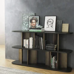 Libreria Bassa Parentesi in Rovere Bronzo