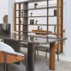 Libreria Bon Ton in legno laccato con rivestimento in eco nabuk