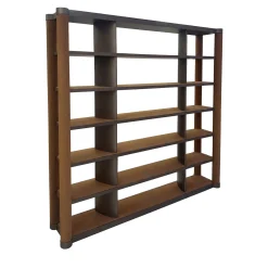Libreria Bon Ton in legno laccato con rivestimento in eco nabuk