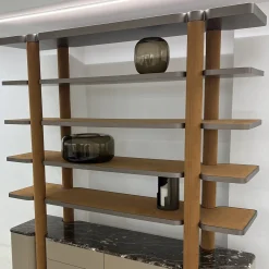 Libreria con contenitore Bon Ton in legno e marmo Emperador