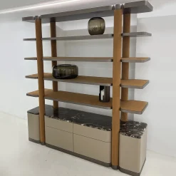 Libreria con contenitore Bon Ton in legno e marmo Emperador