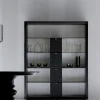 Libreria Dimitri in legno nero con cassetti