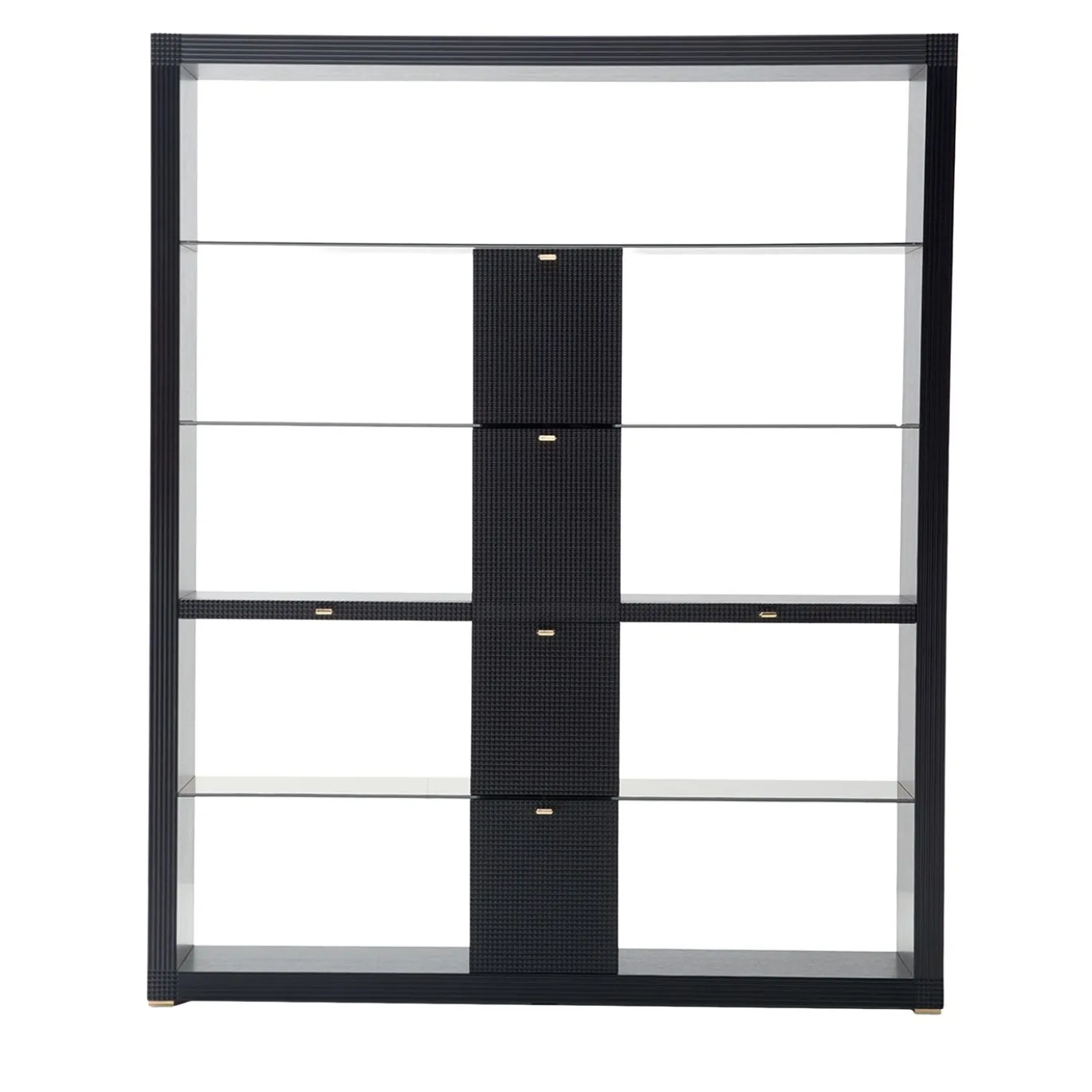 Libreria Dimitri in legno nero con cassetti