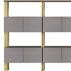 Libreria Flexor in legno laccato lucido grigio e alluminio di Robert Stadler