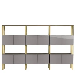 Libreria Flexor in legno laccato lucido grigio e alluminio di Robert Stadler