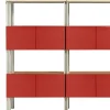 Libreria Flexor in legno laccato lucido rosso e alluminio di Robert Stadler