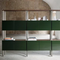 Libreria Flexor Verde In Legno e Metallo