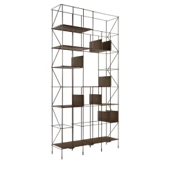 Libreria in Metallo Bronzo con Ripiani in Eco Pelle di Neuland Paster & Geldmacher