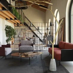 Libreria in Metallo Bronzo con Ripiani in Eco Pelle di Neuland Paster & Geldmacher