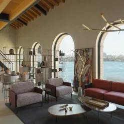 Libreria in Metallo Bronzo con Ripiani in Eco Pelle di Neuland Paster & Geldmacher