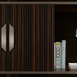 Libreria Luxor in Ebano Makassar con Porte in Vetro