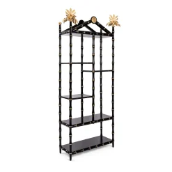 Libreria Manarola Bamboo piccola laccata nera lucida e foglia d'oro