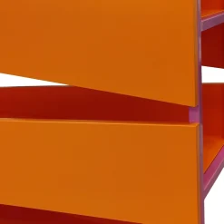 Libreria M19 in legno laccato arancione e metallo