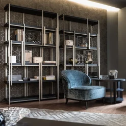 Libreria Mondrian/17 in Metallo Marrone di Massimiliano Raggi