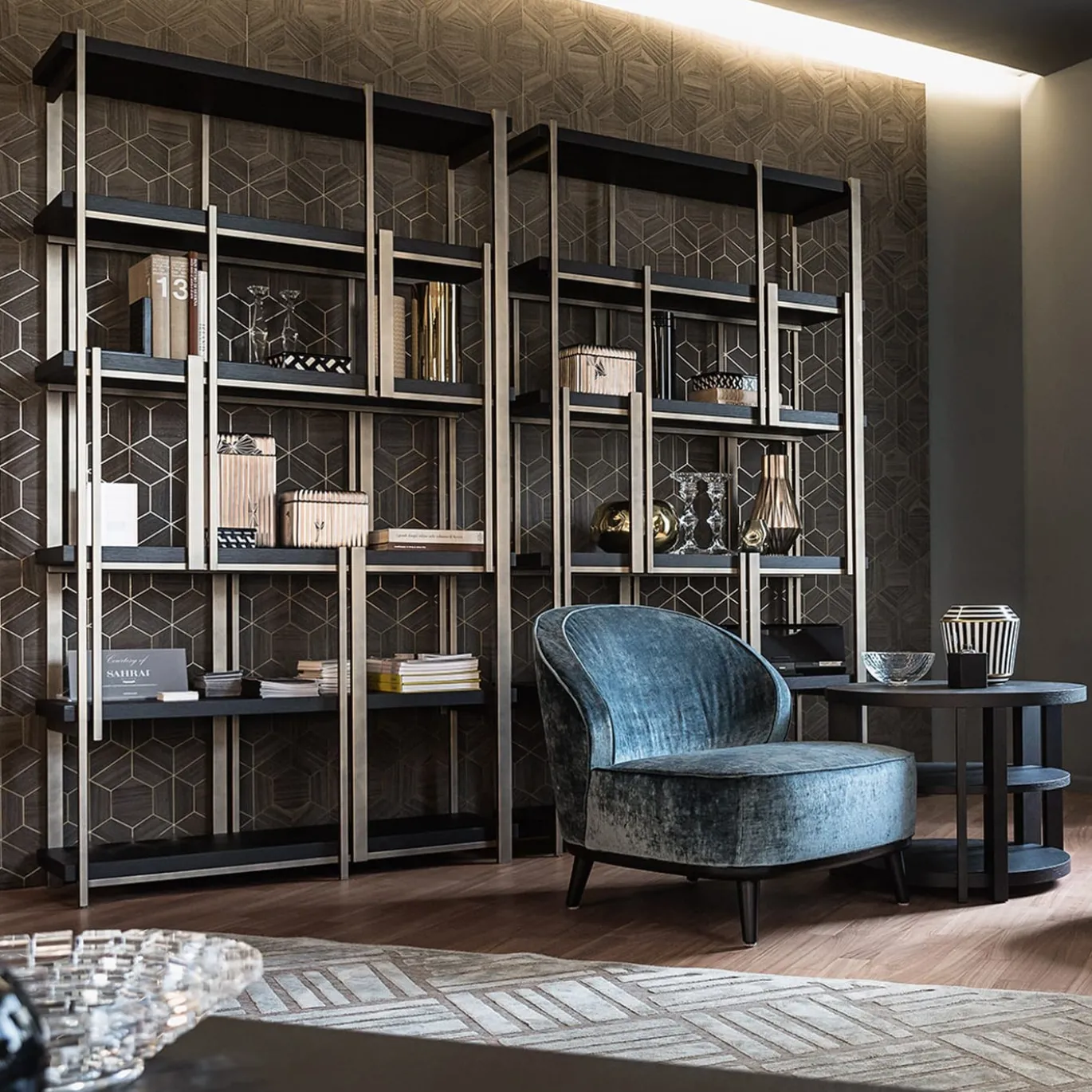 Libreria Mondrian/17 in Metallo Marrone di Massimiliano Raggi