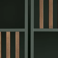 Libreria Mondrian Verde Amazzonia con Accenti in Legno di Frassino