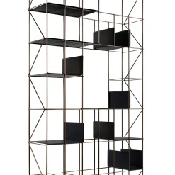 Libreria Network in metallo bronzo con ripiani in grafite di Neuland Paster & Geldmacher