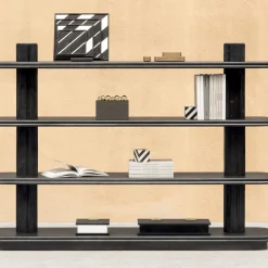Libreria Scala in legno e pelle