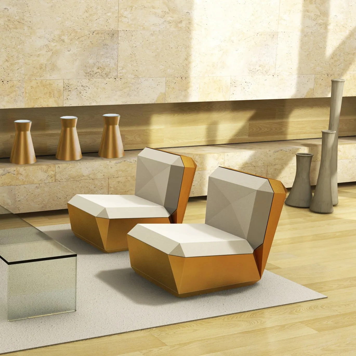 Lingotto Gold Lounge chair di Garilab di Piter Perbellini