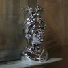 Lipari testa di Moro Uomo Scultura in marmo argento