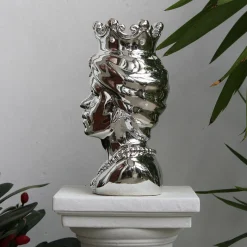 Lipari testa di Moro Uomo Scultura in marmo argento