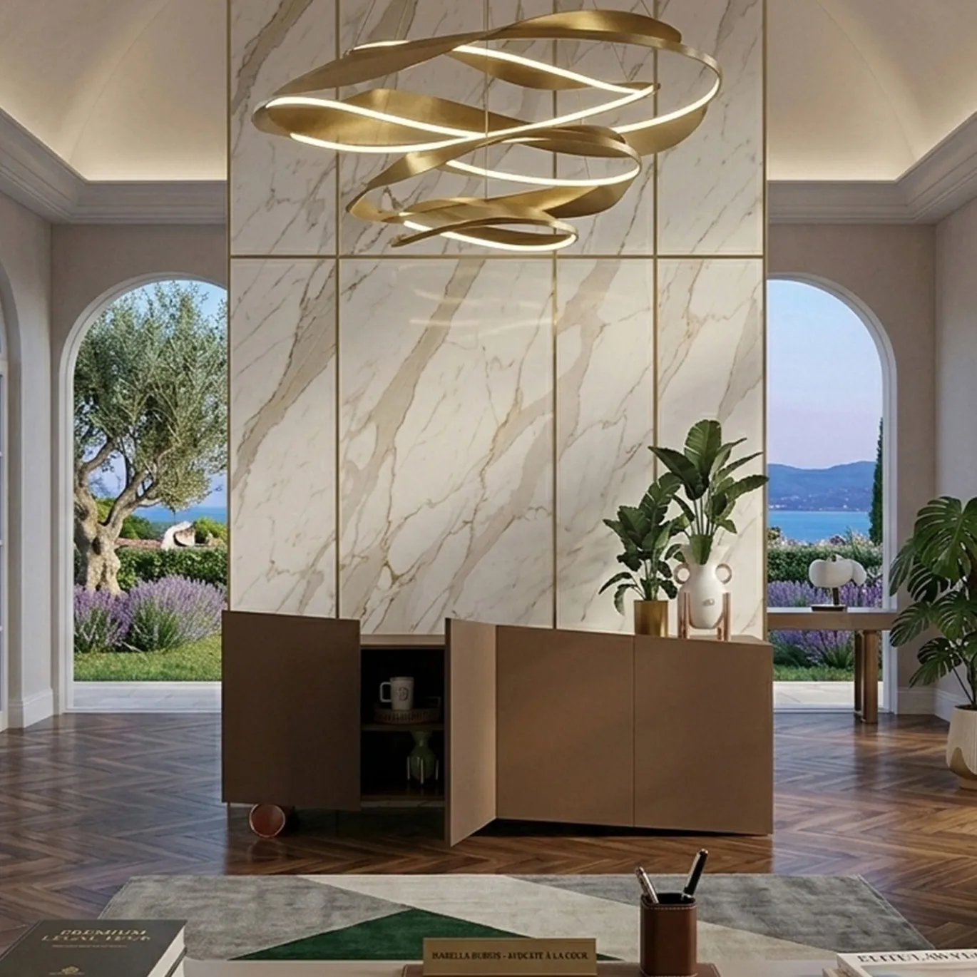 Madia asimmetrica M19 in legno laccato marrone