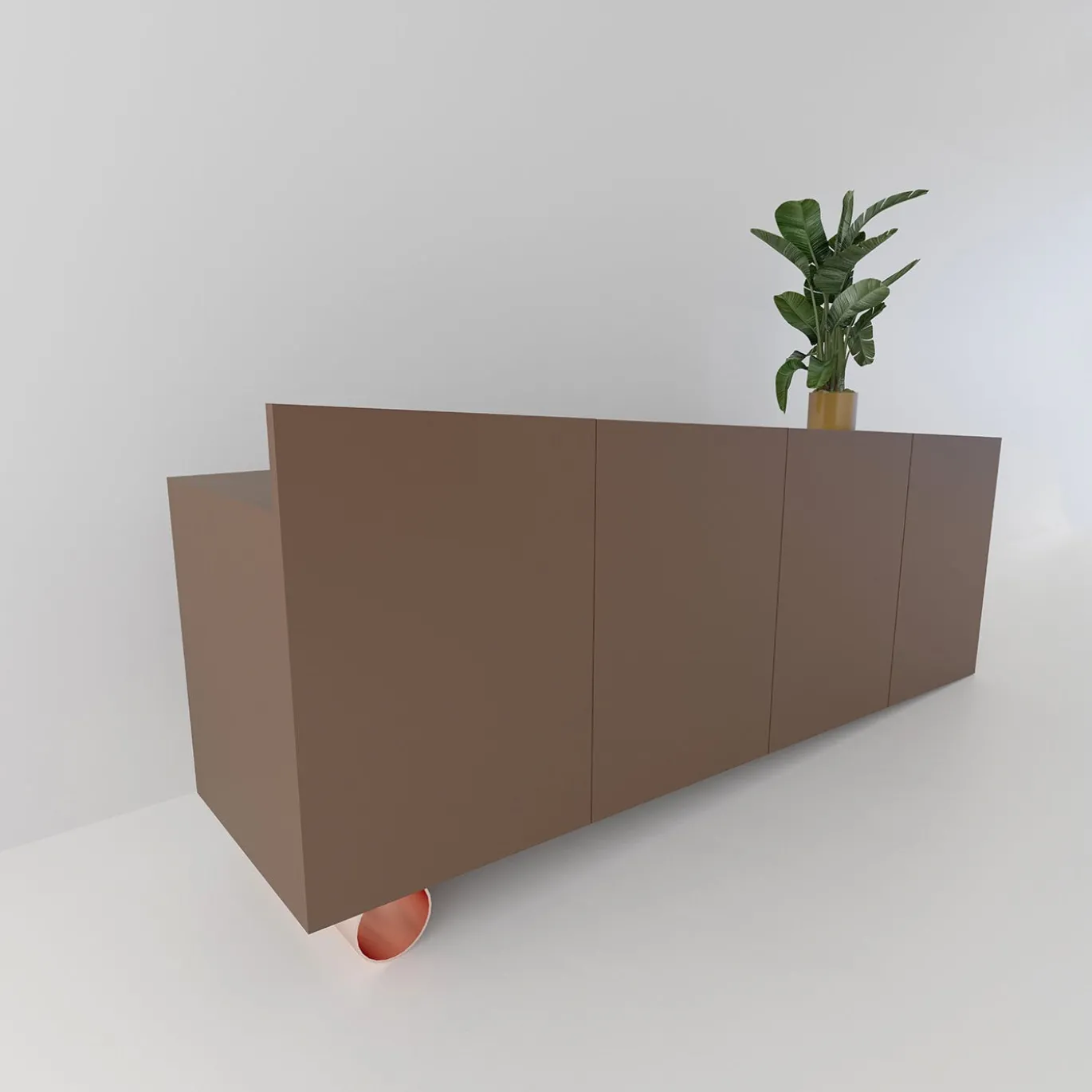 Madia asimmetrica M19 in legno laccato marrone